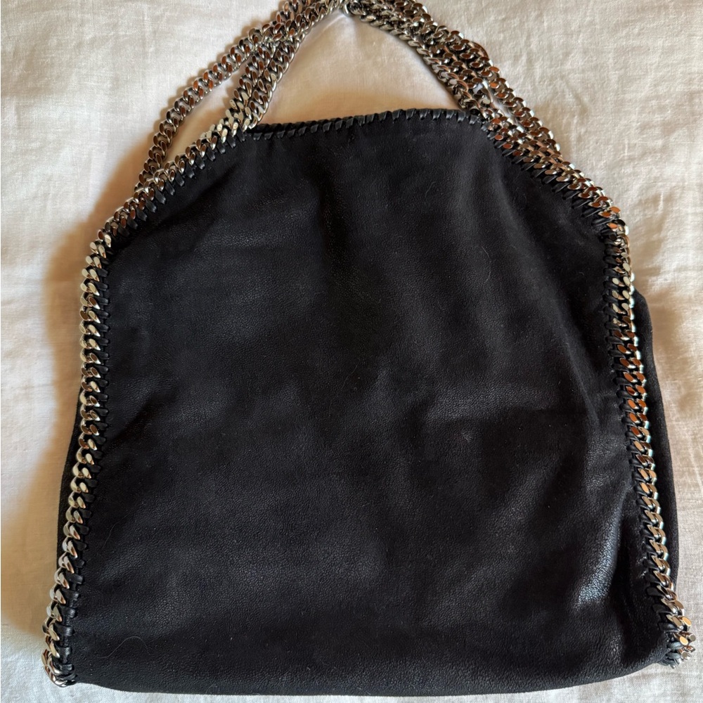 Black Chain-Trimmed Tote Bag with Slouchy Silhouette